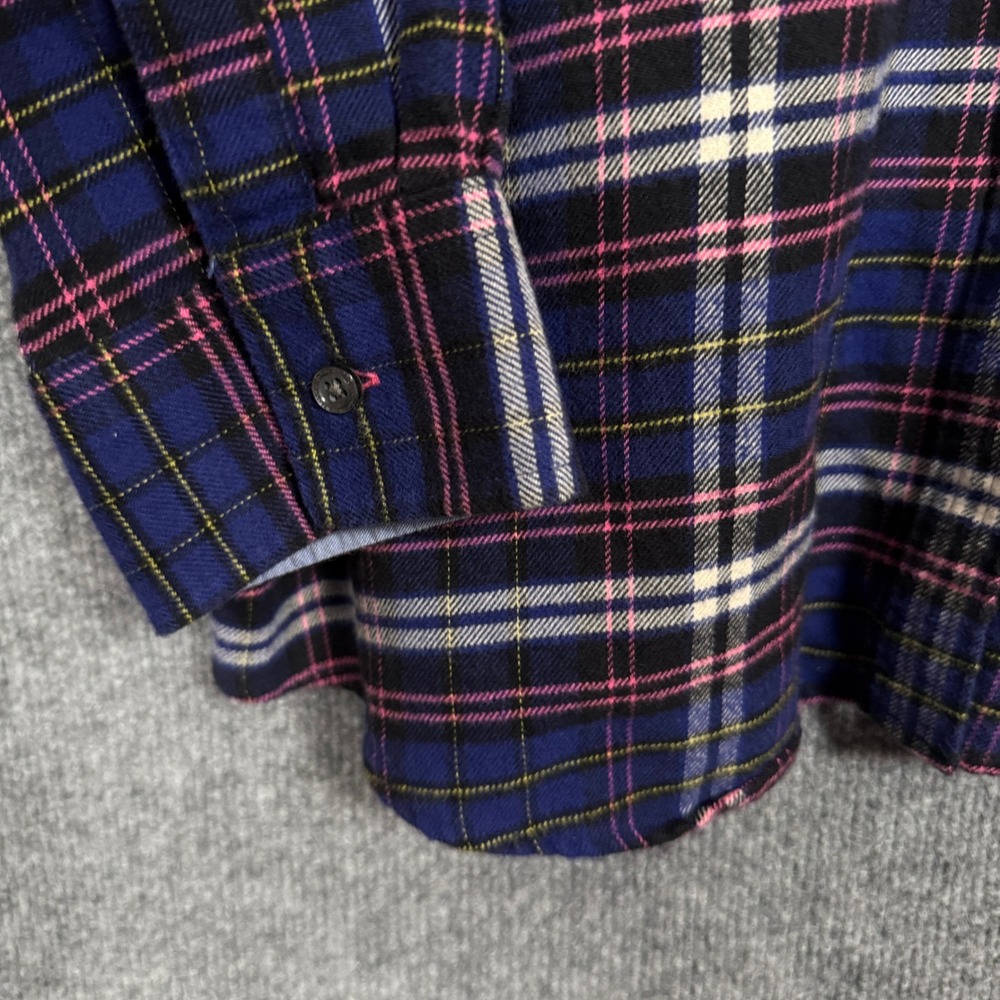 Lands' End Womens Plus Size 2X Shirt Navy Red Plaid Windowpane Cotton Button Up - Picture 7 of 9